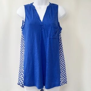 Anthropologie Blue Mixed Media Sleeveless Top, S